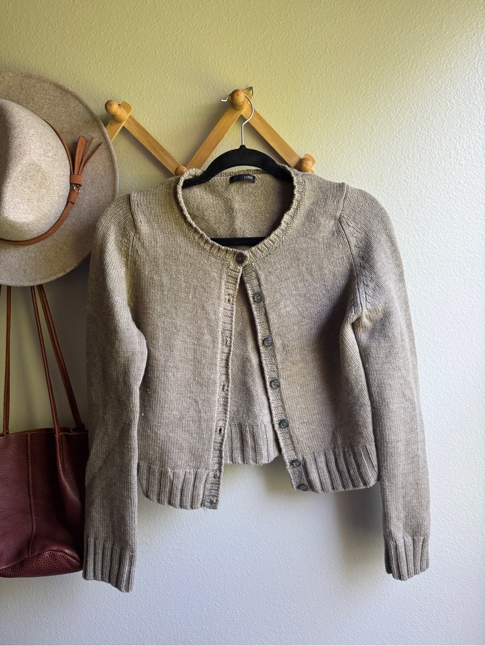 J crew Classic Neutral Crewneck Button-Front Women's Sweater - Beige